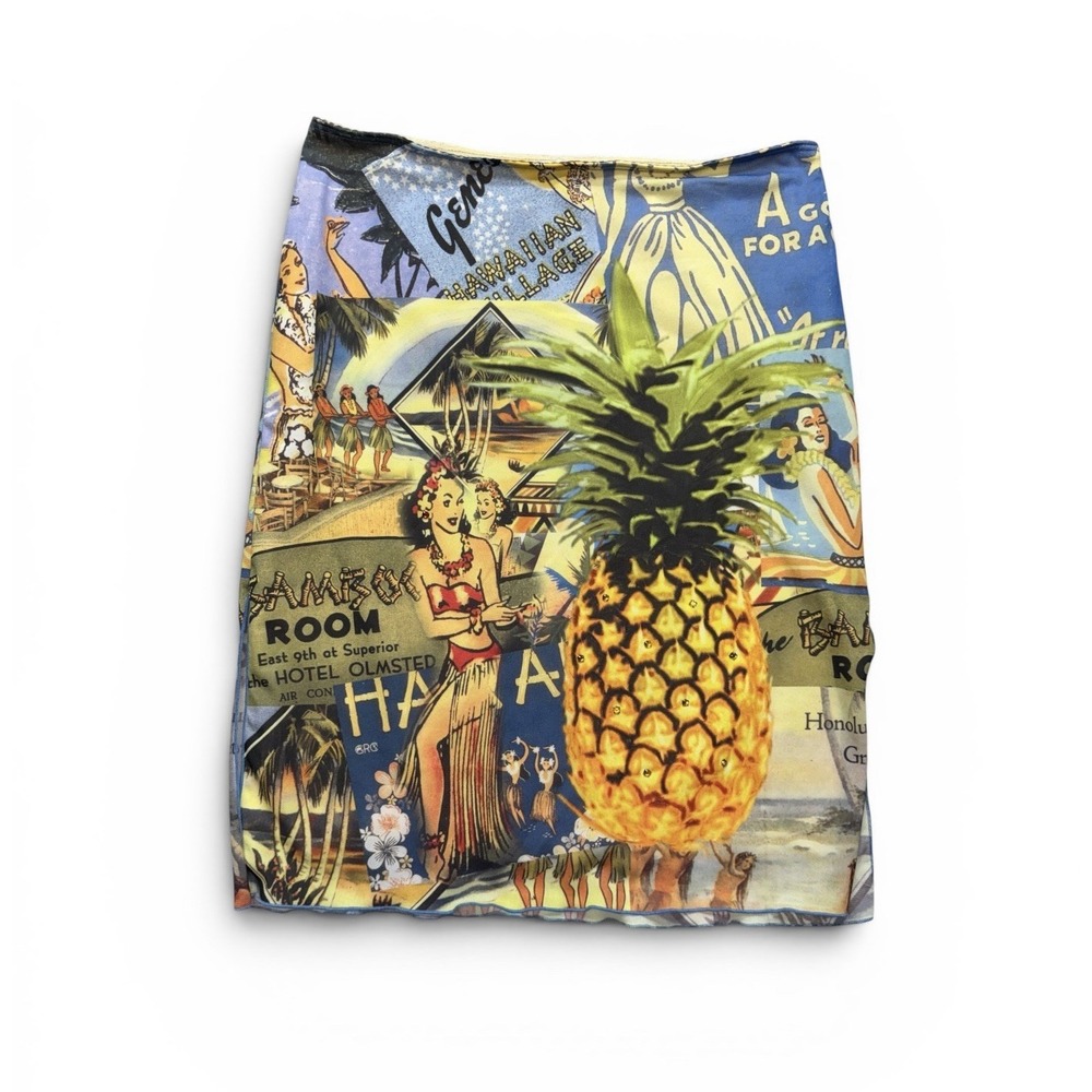 Honolua Wahine Hawaii Womens Skirt Small Vintage Hawaii Stretch Midi Pineapple